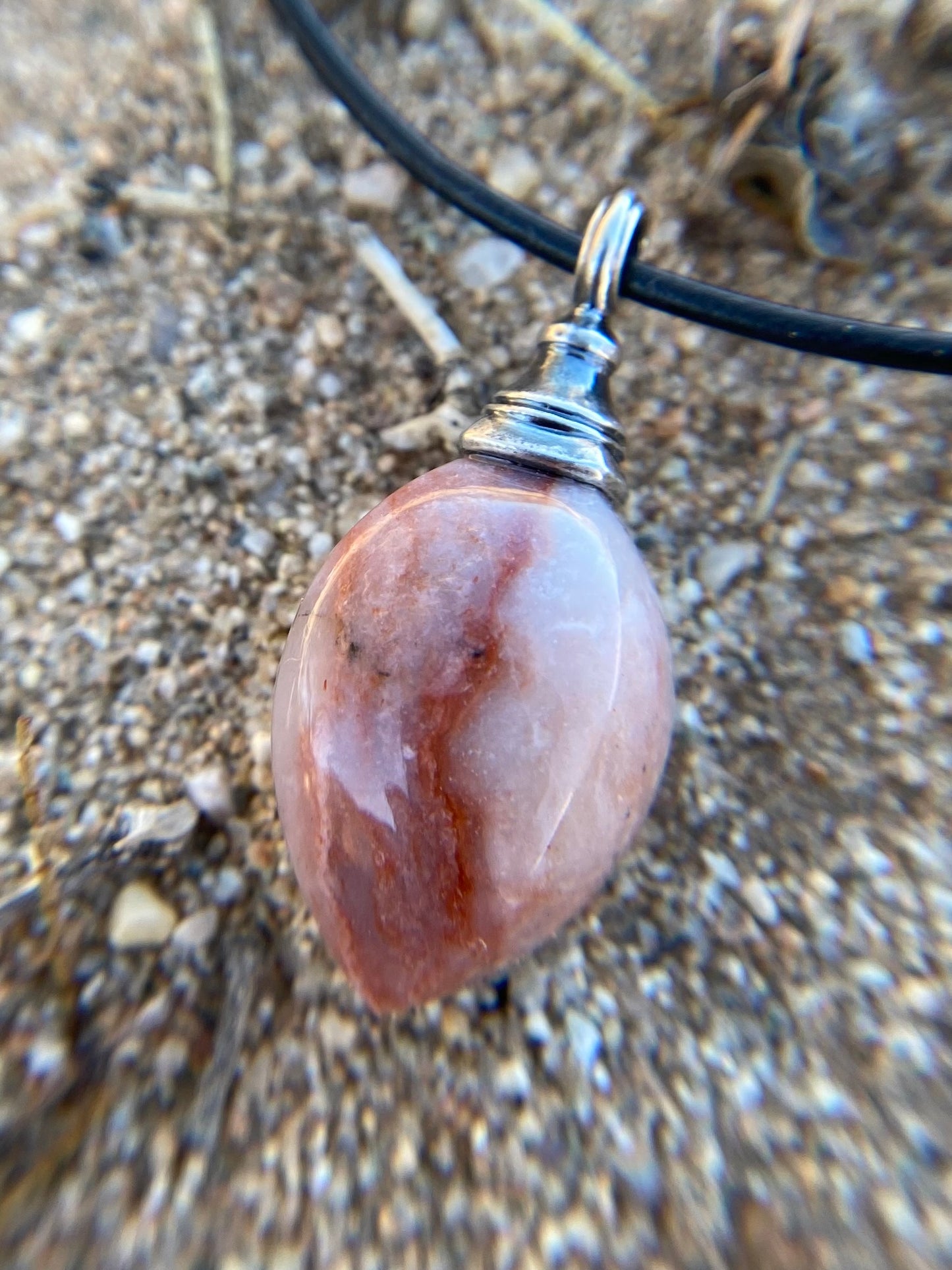 Pink and White Chalcedony Pendulum Pendant