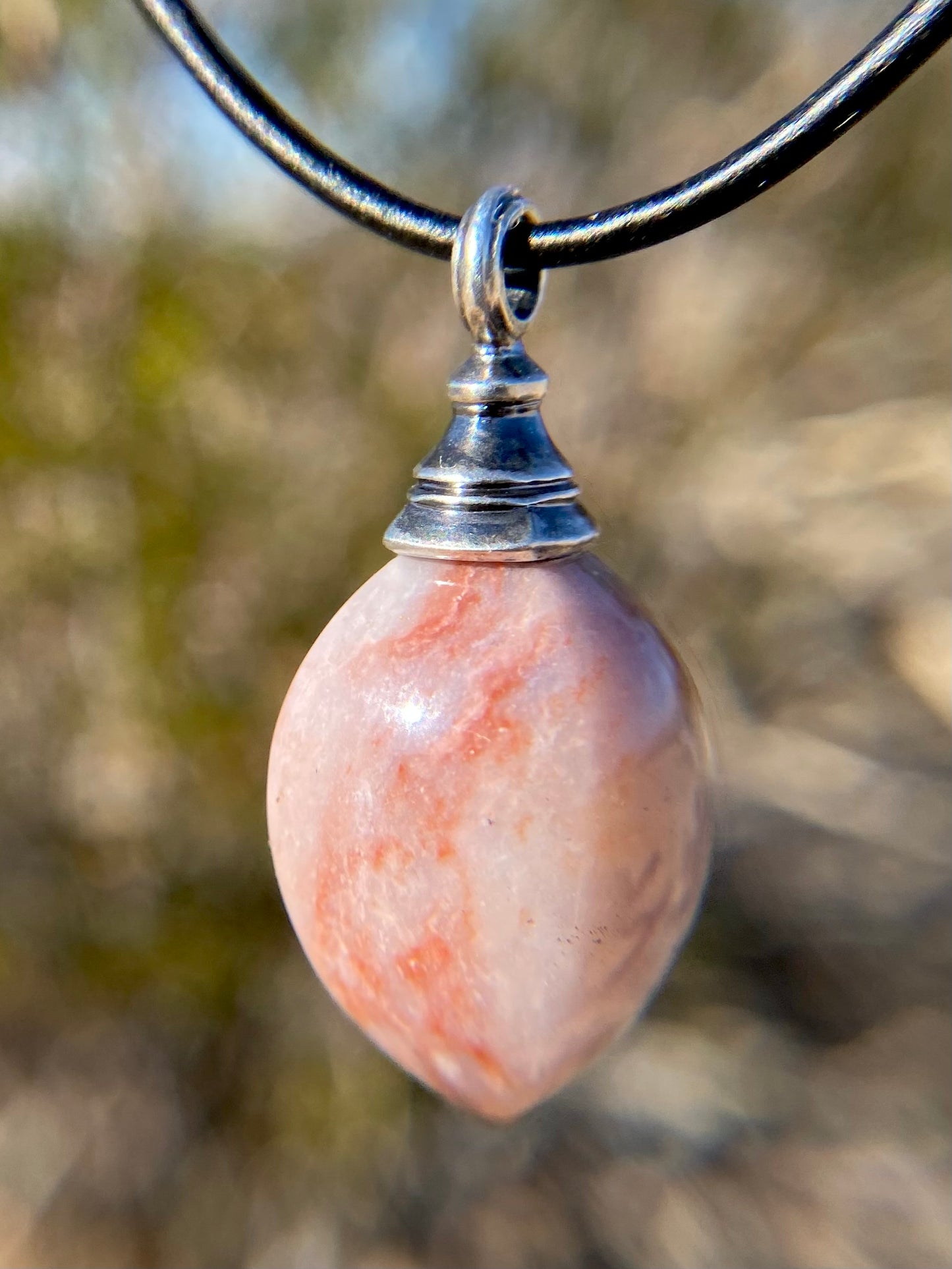 Pink and White Chalcedony Pendulum Pendant