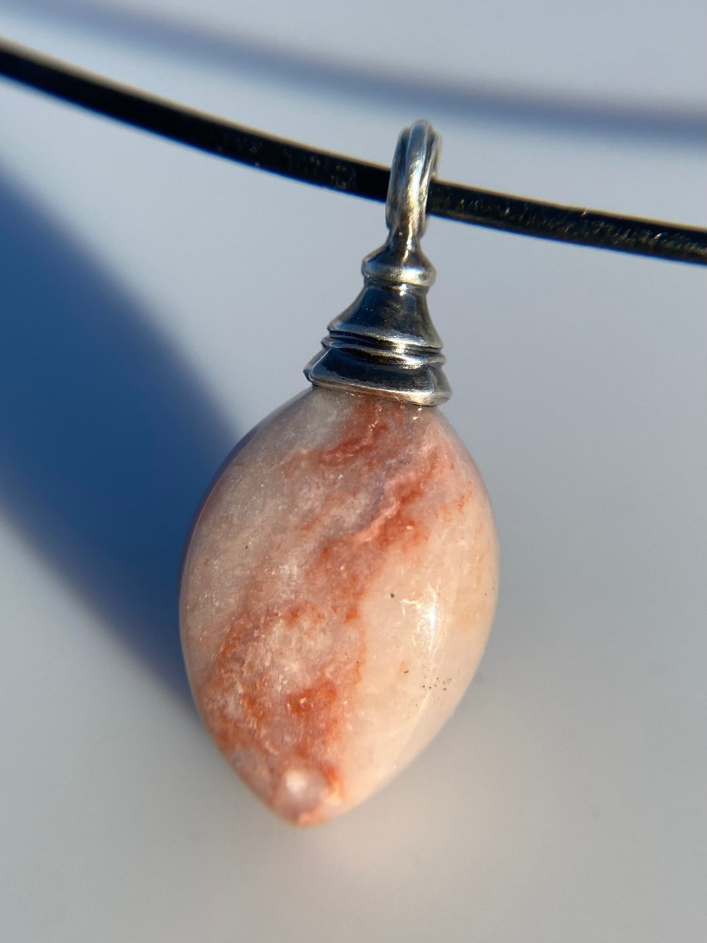 Pink and White Chalcedony Pendulum Pendant