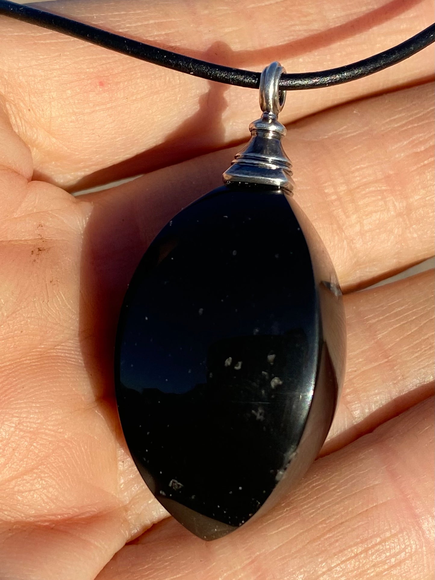 Mojave Obsidian Heart Pendulum Pendant