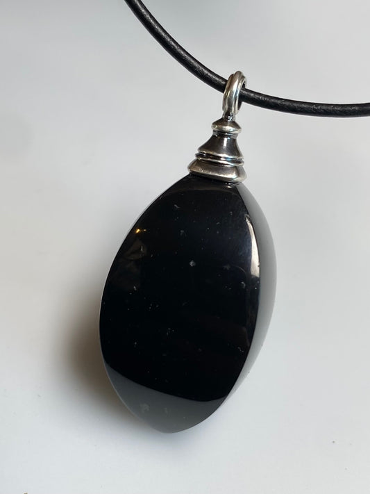 Mojave Obsidian Heart Pendulum Pendant